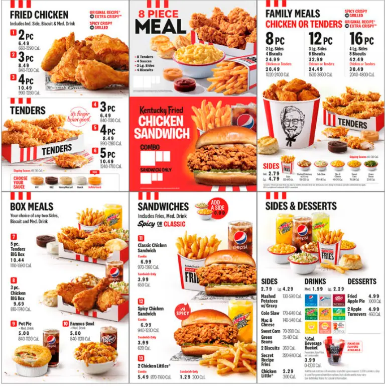 KFC Menu United States Prices 2024