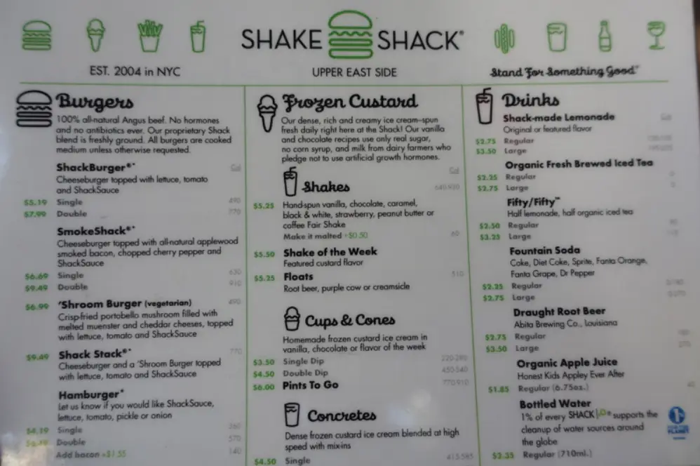 Shake Shack Menu United States